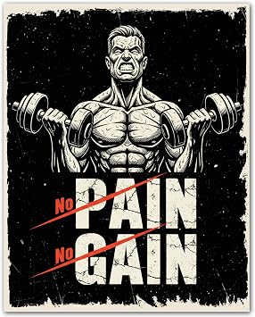 Hardcore Gym Motivation Set - Motivational Posters for Gym - Workout Posters for Home Gym - Fitness Wall Art - Bodybuilding Decor for Men - Gym Quotes Wall Poster - Weightlifting Inspirational Print