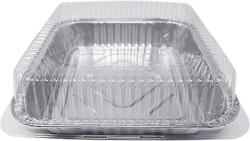 Miniatura 9 de Paquete de 300 moldes cuadrados para hornear pasteles de 8 x 8 pulgadas con tapas de cúpula de plástico, latas desechables de papel de aluminio de