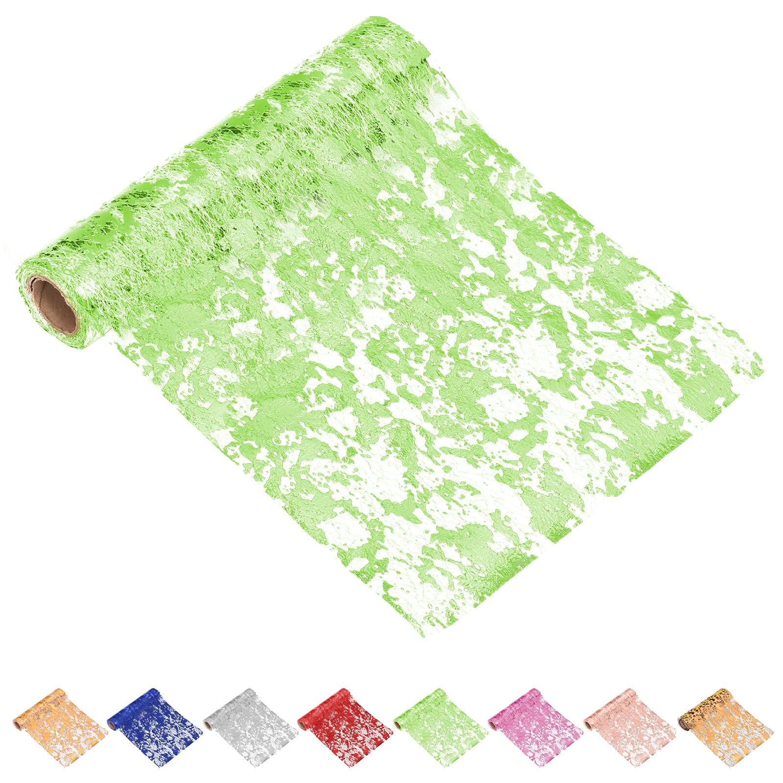 Glarks 1pcs 28 x 900cm/11 x 354.3inch Green Table Runner, Glitter Mesh Table Runners, Foil Metallic Rectangle Runner Roll, Metal Sequins Table Roll for Party, Wedding, Banquet Decoration