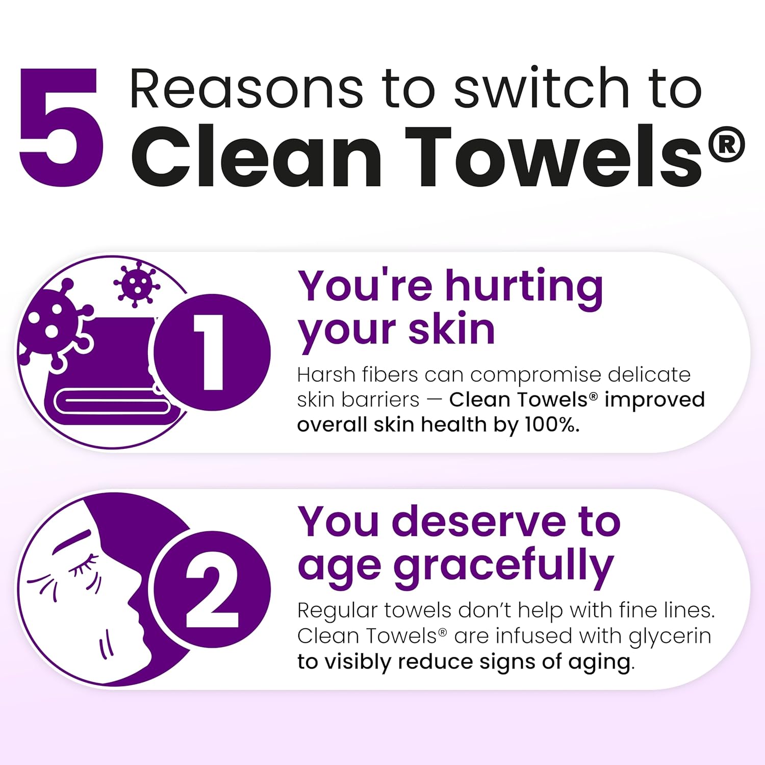 Clean Skin Club Healthy Aging Clean Towels® XL, Smooths Fine Lines Wrinkles & Texture in 6 weeks, Treated for Extra Softness, Disposable Face Towels, Anti Aging Makeup Remover Dry Wipe, 50 count - Image 4