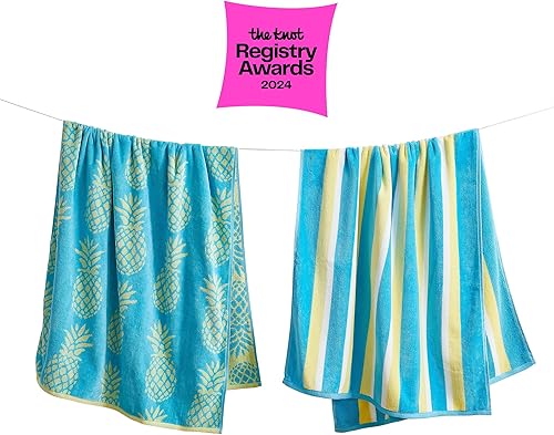 Miniatura 2 de Great Bay Home Toallas de playa 100% algodón, paquete de 2 toallas de piscina azules de 30 x 60 pulgadas para adultos y niños, toallas absorbentes y