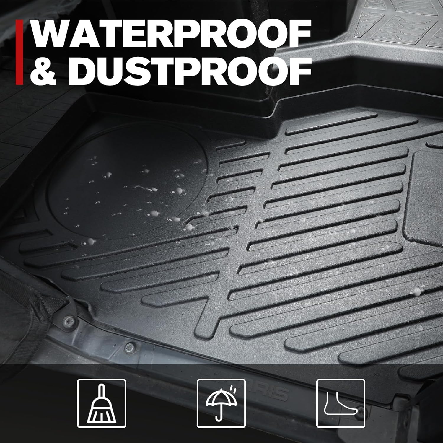 AUPOWER Floor Mat TPE for Ranger XP 1000 18-25, Front Row Floor Liners All Weather Sound Reducing TPE Protection Slush Mat for Polaris Ranger 1000 / XP Crew 2018-2025 Accessories(#2882780, 2PCS)