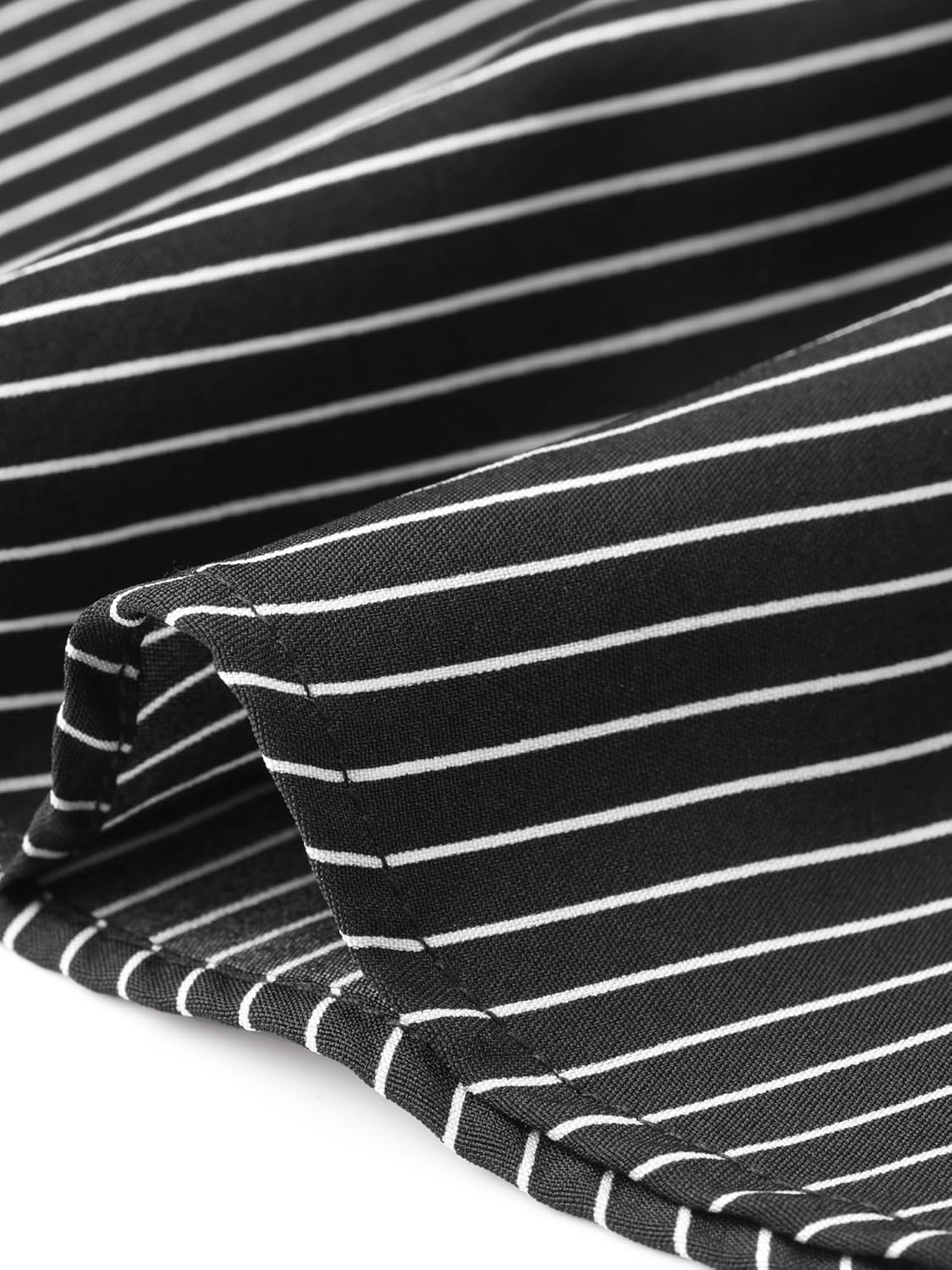 Allegra K Striped Work Dress for Women's Lapel Collared Tie Waist Offcie Button Down Short Sleeve Long Casual Dresses - Image 5