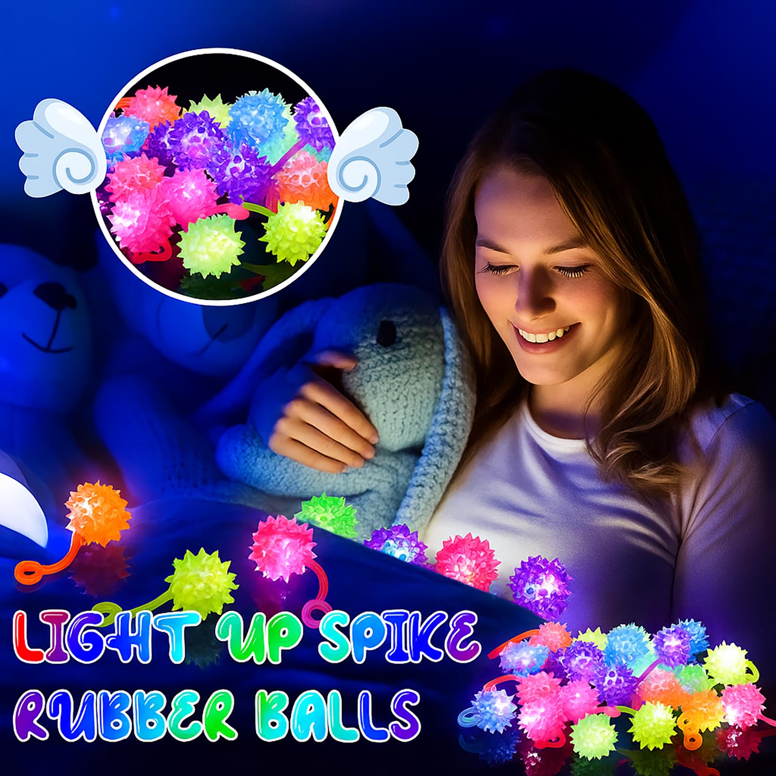 Sotiff Lot de 30 mini balles lumineuses à LED rebondissantes clignotantes multicolores pour soulager le stress - Boules sensorielles en caoutchouc - Pour carnaval, fêtes, cadeaux pour adultes, animaux