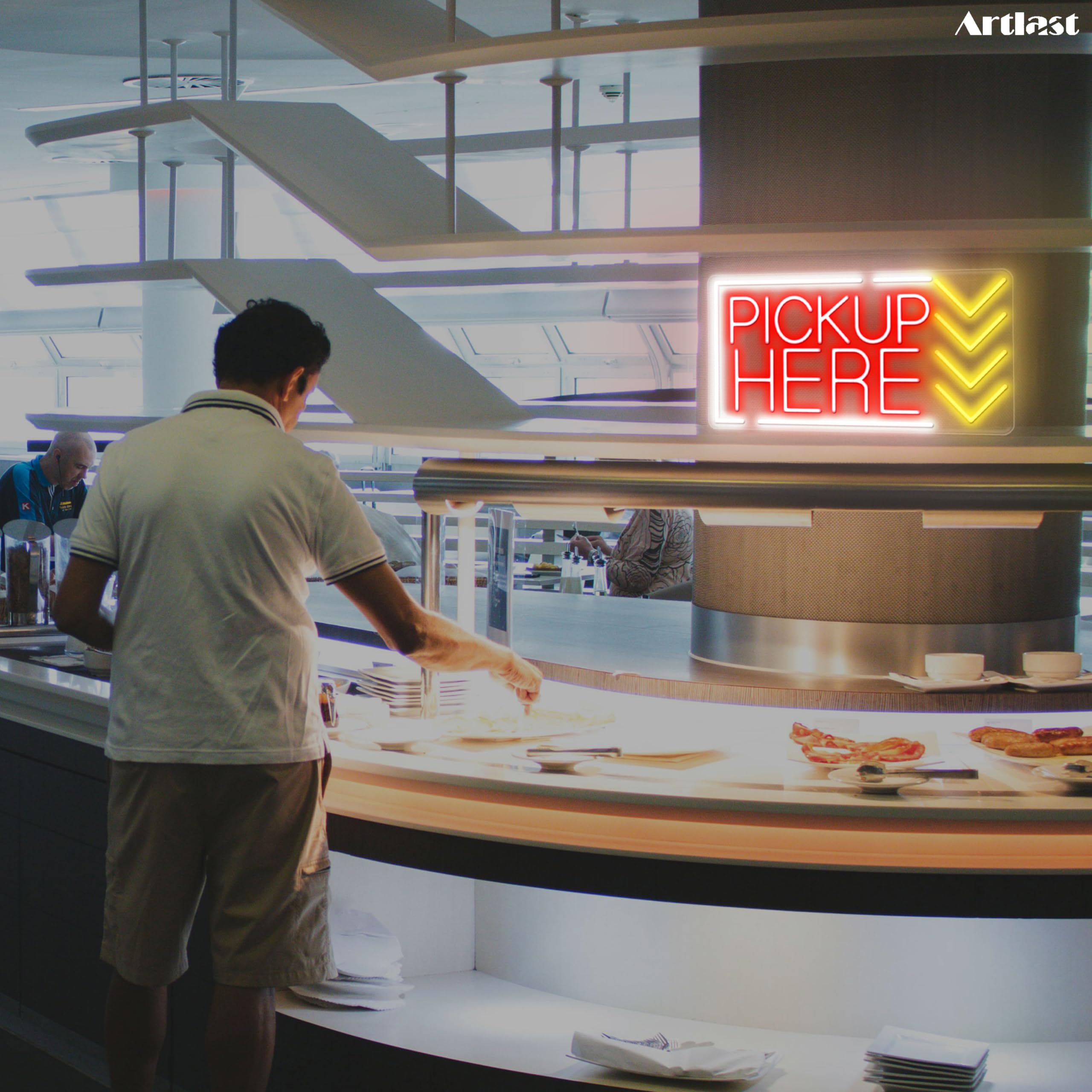 Letrero de neón con texto en inglés "Pick Up Here" para decoración de pared, luces LED de negocios, letrero de pared de neón para supermercado, tienda, letrero iluminado para bares
