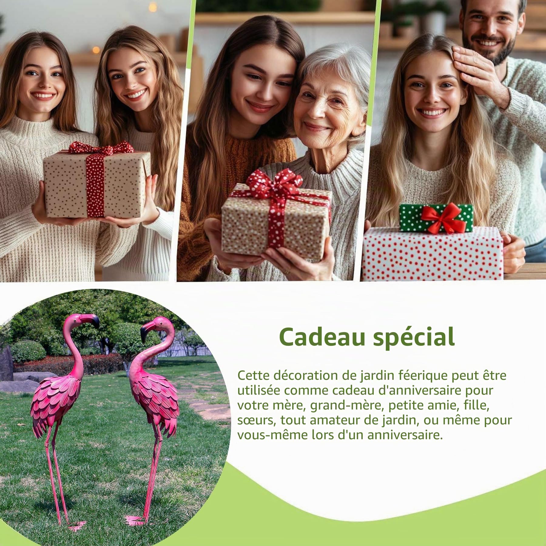 YOUKI Lot de 2 flamants roses en métal pour cour et jardin, statues de flamant rose rouge, sculptures d'extérieur pour extérieur, maison, patio, pelouse, décoration de jardin