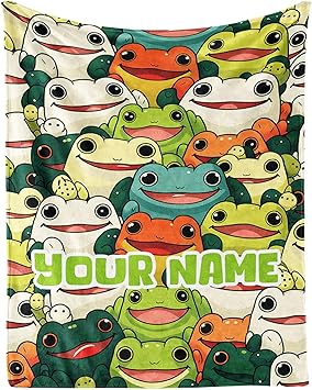 Custom Frog Throw Blanket for Teen - 50x60 Inches Throw Size - Soft Fluffy Cozy Blankets Gift - Colorful Novelty Blanket Throws for Living Room Decorative