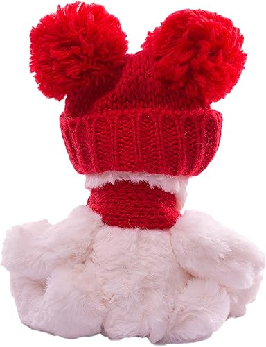 Miniatura 2 de DILLY DUDU con sombrero de punto y bufanda oso de peluche de peluche de peluche de oso de vacaciones, blanco, 6 pulgadas