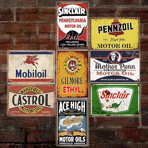 Miniatura 4 de Letreros de lata vintage reproducidos, letrero de metal retro con anuncio de gas oil para garaje, hombre, cueva, bar, cocina, 8 x 12 pulgadas (24