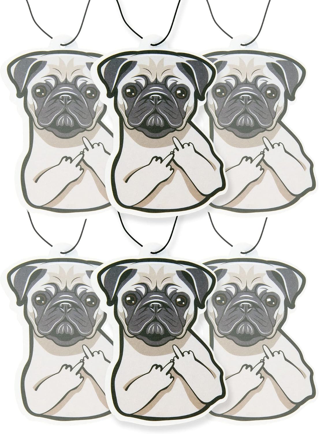 Fresh Fresheners Cute, Funny, and Unique Car Air Fresheners 6 Pack Scented With Premium Oils (F Pug, 6-Pack)