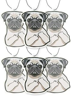 Fresh Fresheners Cute, Funny, and Unique Car Air Fresheners 6 Pack Scented With Premium Oils (F Pug, 6-Pack)