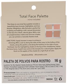 Elf 96004 Bb Total Face P Size .56 O Elf 96004 Beautifully Bare Total Face Palette 0.56oz