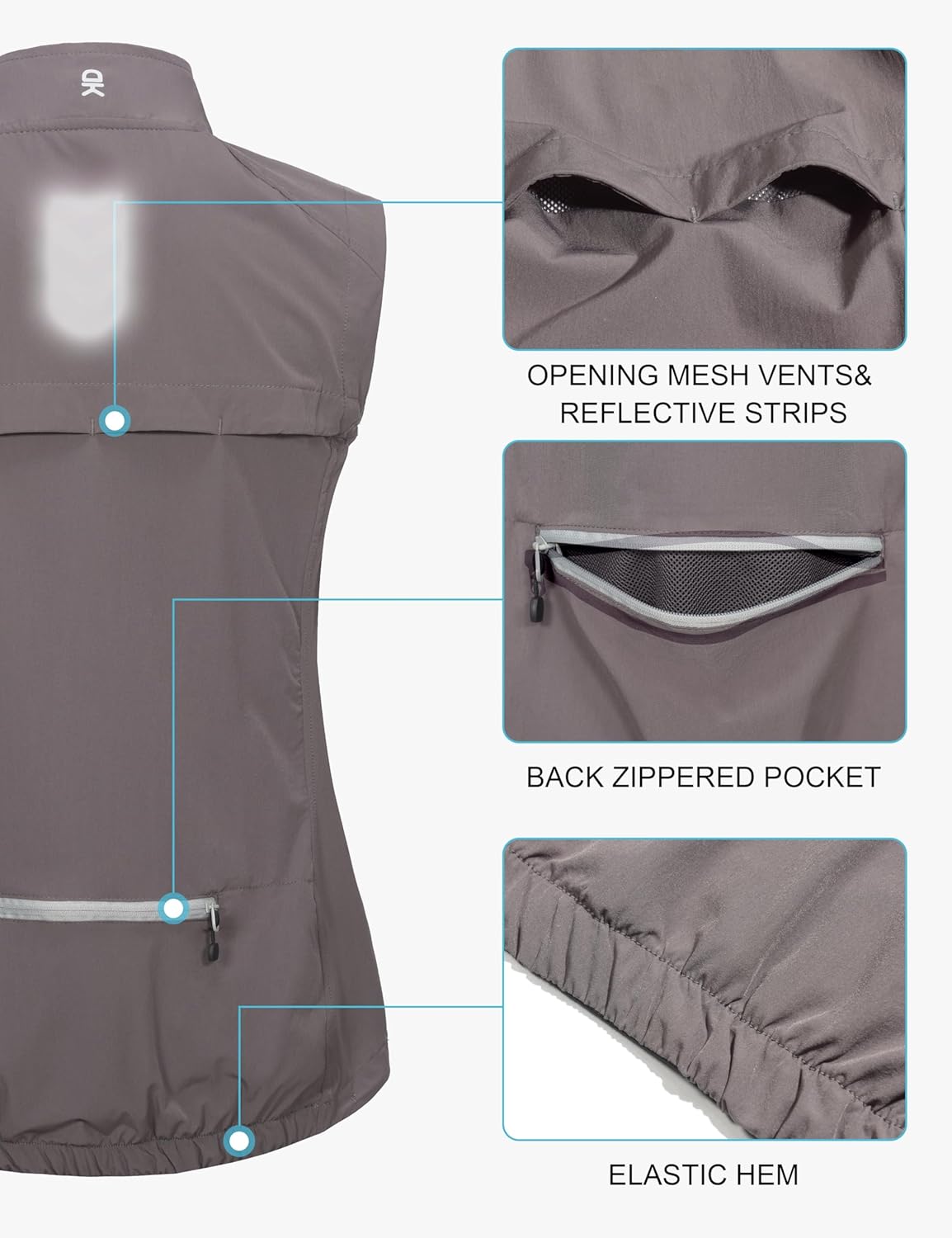 Little Donkey Andy Women's Lightweight Quick Dry Vest Summer Windproof Sleeveless Elastic Jacket for Golfing Cycling Running - Image 4