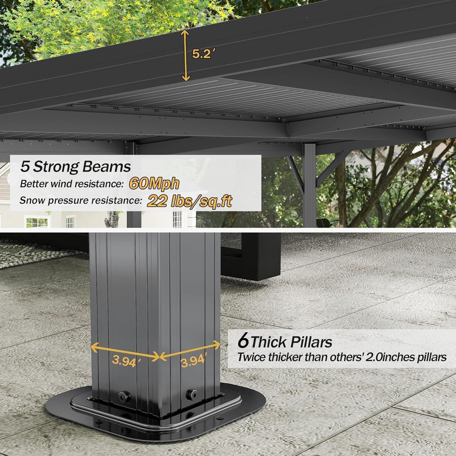 Domi Lean-To Hardtop Gazebo Review: Wall-Mounted 12' x 16' Patio Shelter image 3