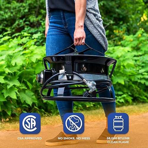 Miniatura 4 de Outland Living Portable Propane Fire Pit, 19-inch, 58,000 BTU with Fire Pit Cover & Carry Kit, Smokeless Gas Firebowl | Perfect for Camping, Patio,