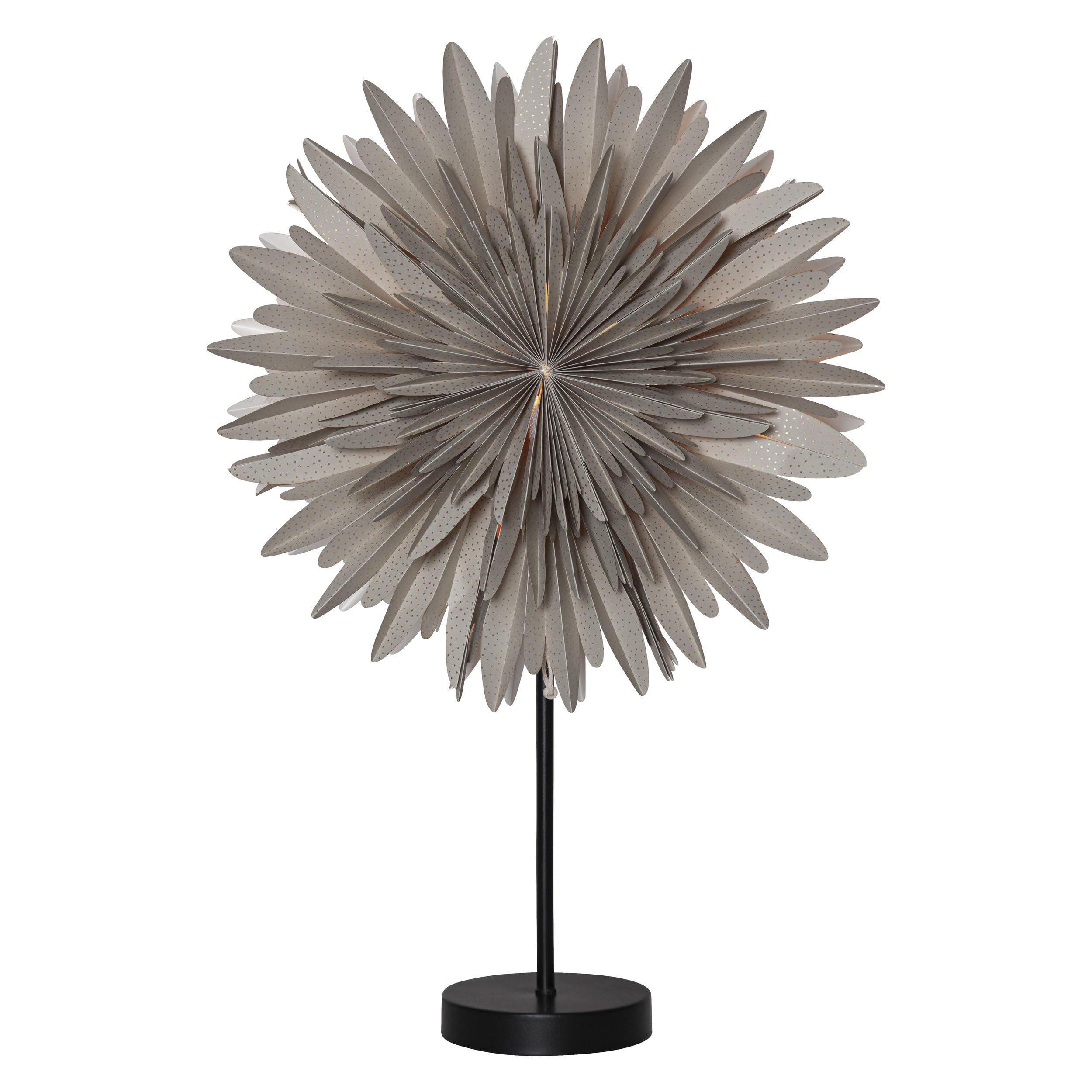 EGLO Tischlampe mit Weihnachtsstern Winter Dekostern | beleuchtet aus Papier in Beige mit Standfuß aus Metall in Schwarz, 3D Fenster-Leuchtstern stehend mit Kabel, E14 Fassung