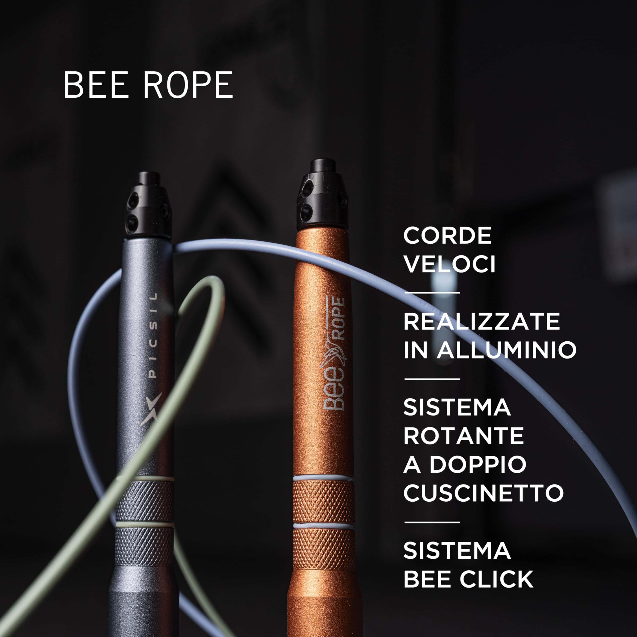 PICSIL - Corda per Saltare BEE, Speed Rope Regolabile e Leggera, Cavo Rinforzato, per Cross Training, Fitness e Double Unders