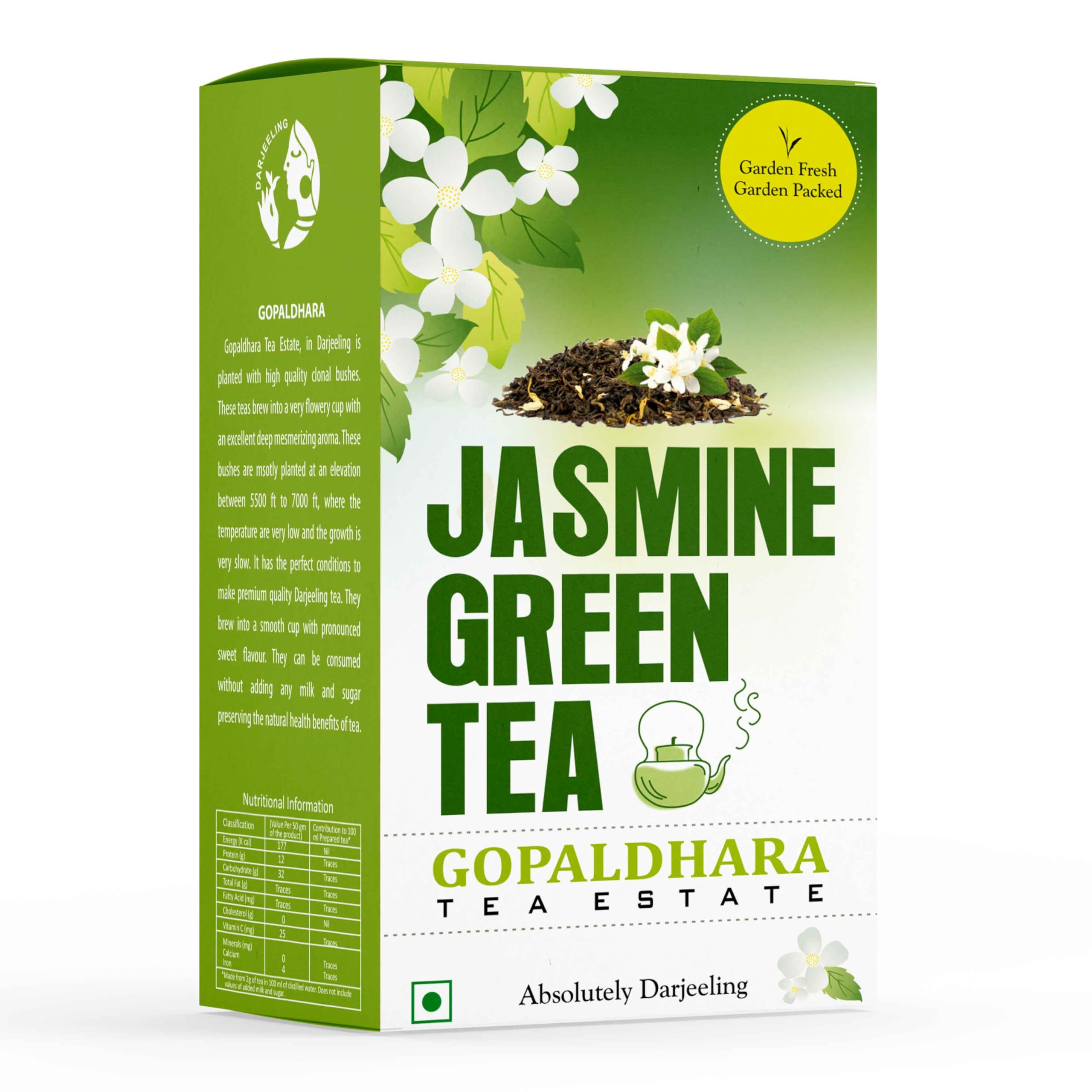 Gopaldhara Darjeeling Jasmine Green Tea 100 grams Paper Box - (Regular Series) FTGFOP1 gramreen Tea From the High Mountain 7000 Feet (B0D83P6DRG) Amazon Price History, Amazon Price Tracker