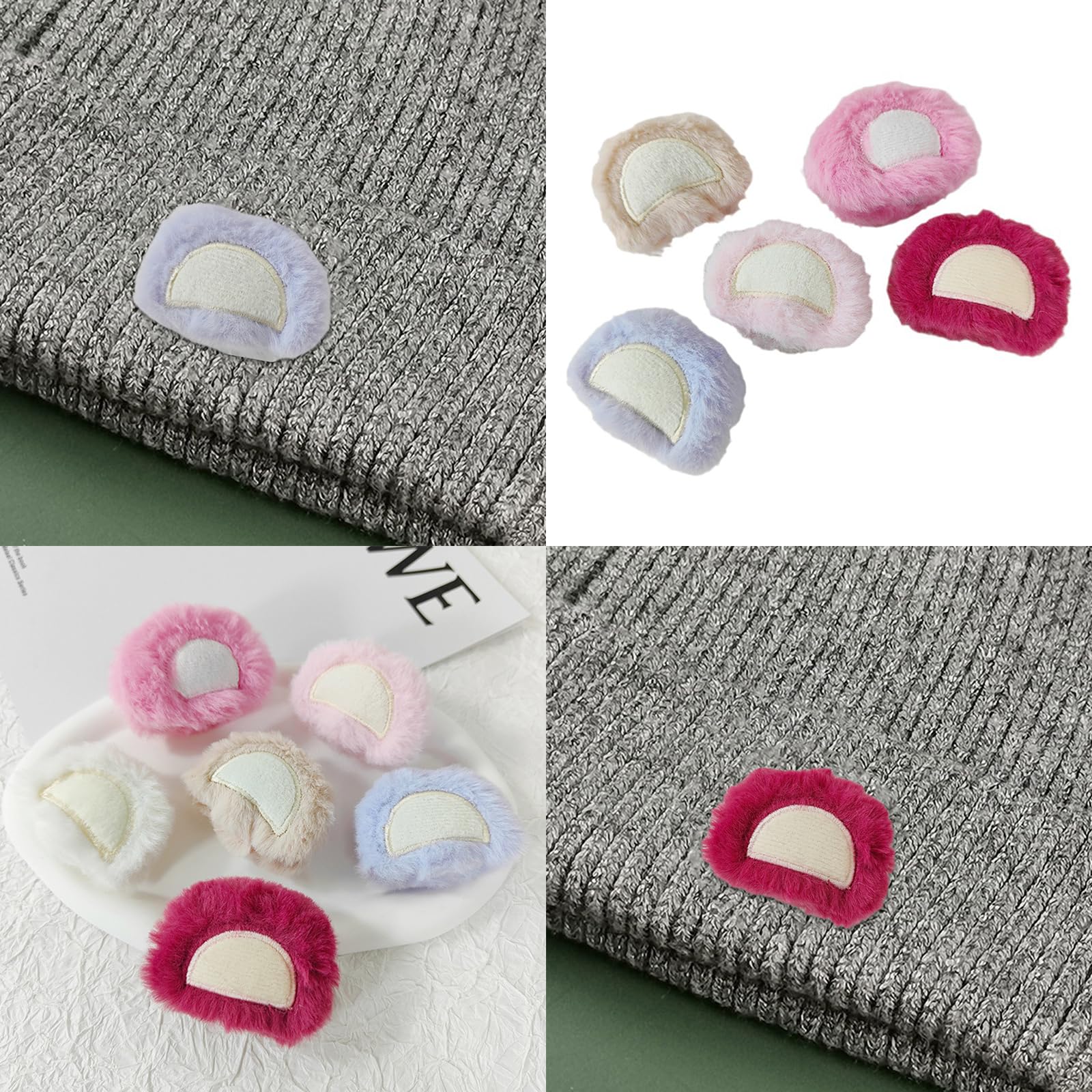 10pcs Orso Forma Orecchio Imbottito Appliques Patch FAI DA TE Artigianato Giocattolo Vestiti Materiale Da Cucire Donna Accessori Clip di