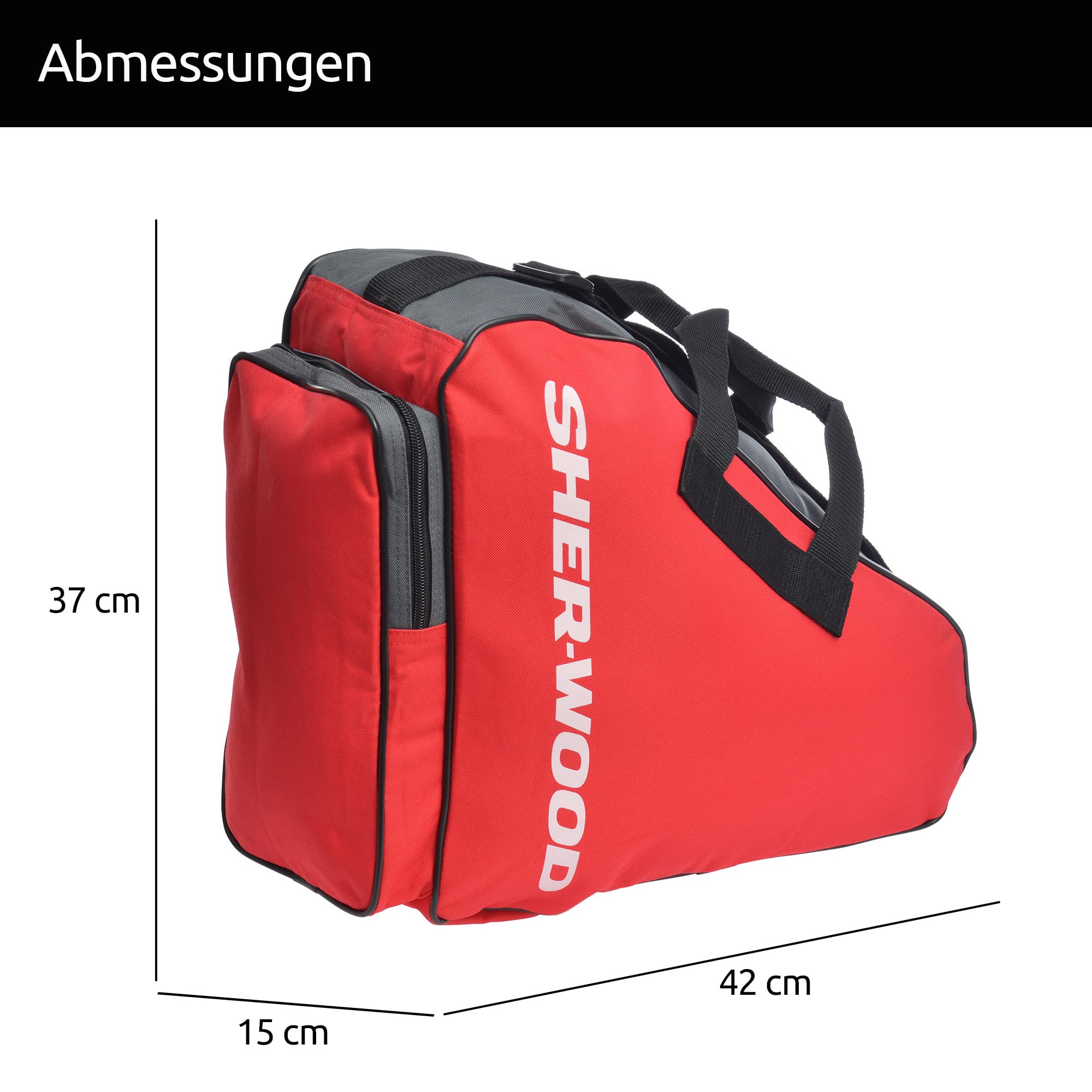 Sherwood - Borsa per Pattini da Ghiaccio, Unisex, Schlittschuhtasche Skate Bag, Rot, 36 x 16 x 36 cm