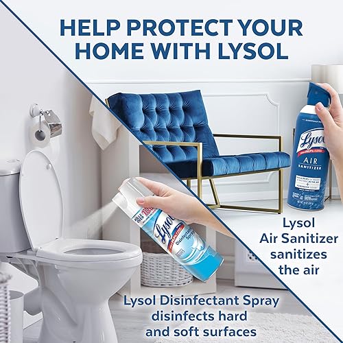 Miniatura 5 de Lysol Paquete que contiene 2 aerosoles desinfectantes Lysol para superficies duras y suaves, lino crujiente, 19 onzas líquidas + Lysol Air Sanitizer