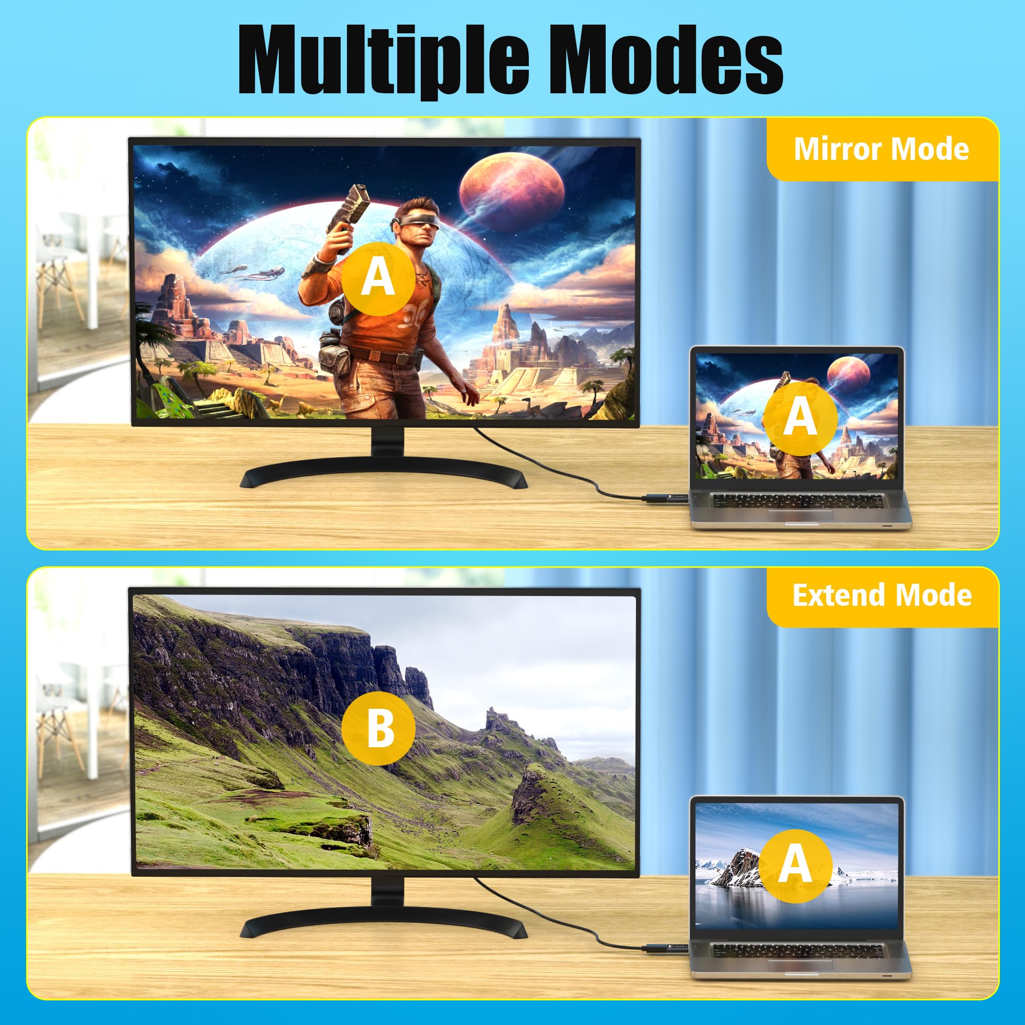AGVEE Lot de 2 adaptateurs DisplayPort vers HDMI 4K @ 60 Hz, coque en alliage, convertisseur DP Displayport PC vers HDMI, rétrocompatible avec TV Full HD 4K @ 30 Hz 1080p @ 120 Hz, unidirectionnel