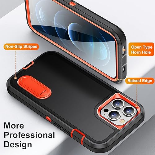 Miniatura 4 de IDweel Funda para iPhone 12 Pro Max con soporte, protección resistente, a prueba de golpes, antiarañazos, ajuste delgado, funda protectora