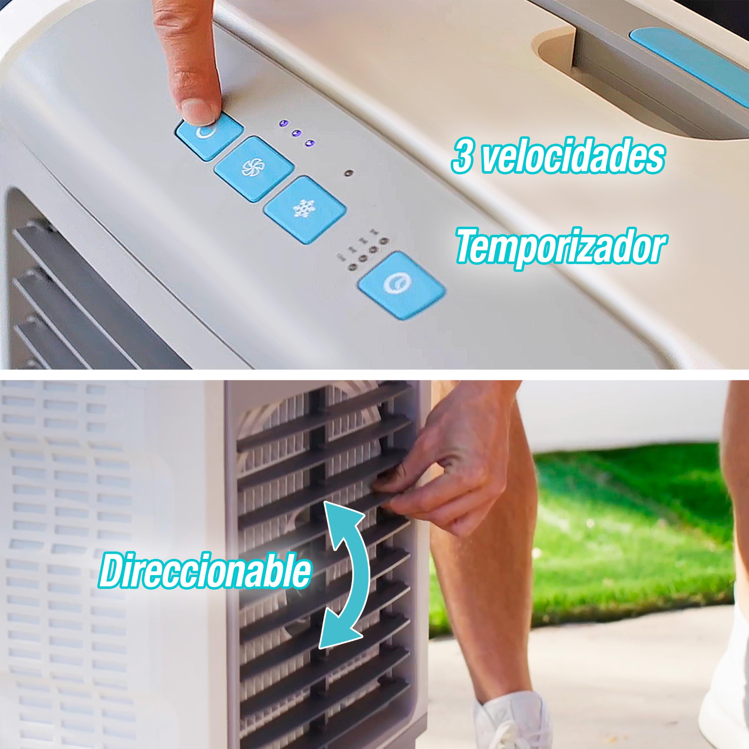Enfriador Evaporativo Portátil TITAN CHILL. EXTERIOR/Interior. Tecnología Hydro-Chill. Depósito agua18L. Refresca hasta 46 m². 3 Velocidades. Conexión a Manguera. Ruedas/Asa. Sin instalación.