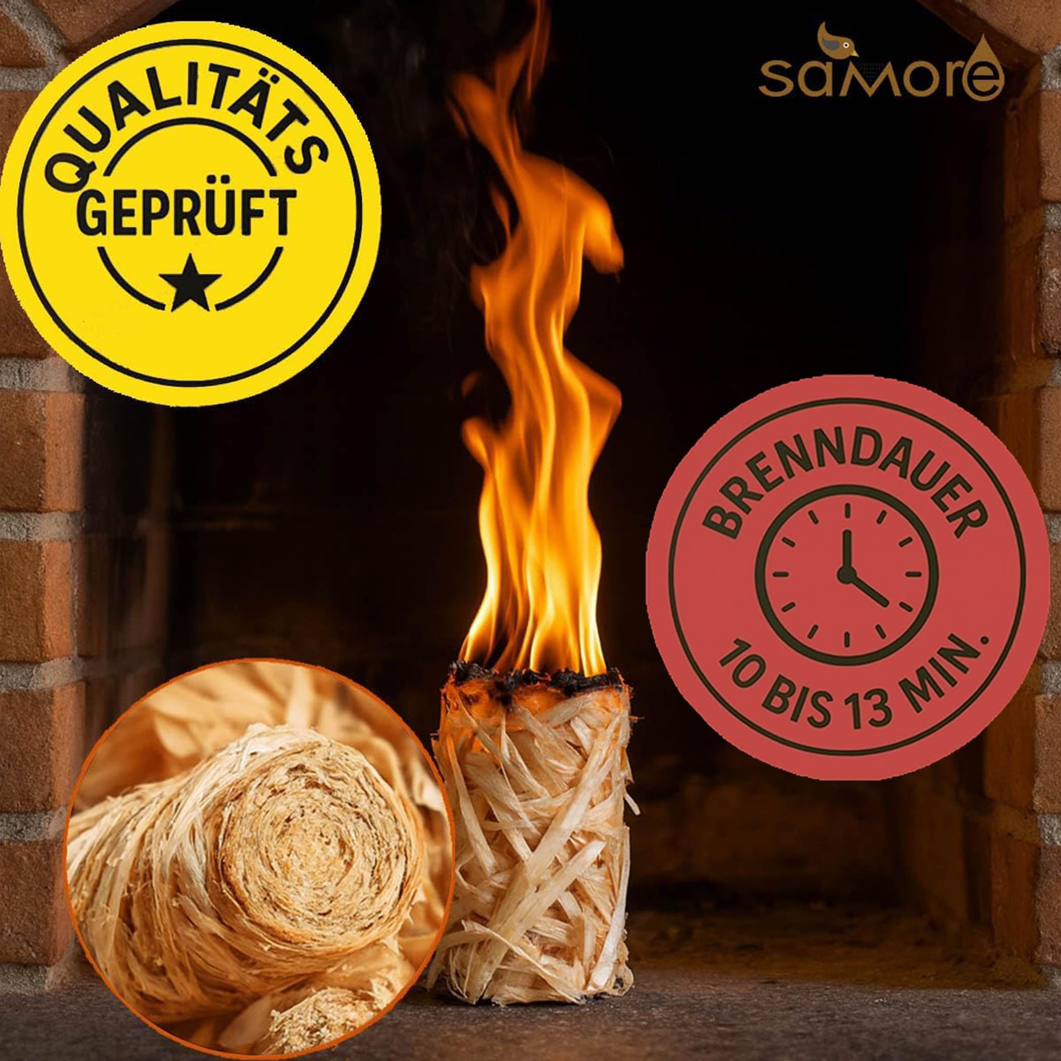 5 kg Öko Kaminanzünder (ca. 400 Stck) Grillanzünder inkl. XXL Powerstick Anzündwolle Holzwolle Anzünder Zündwolle