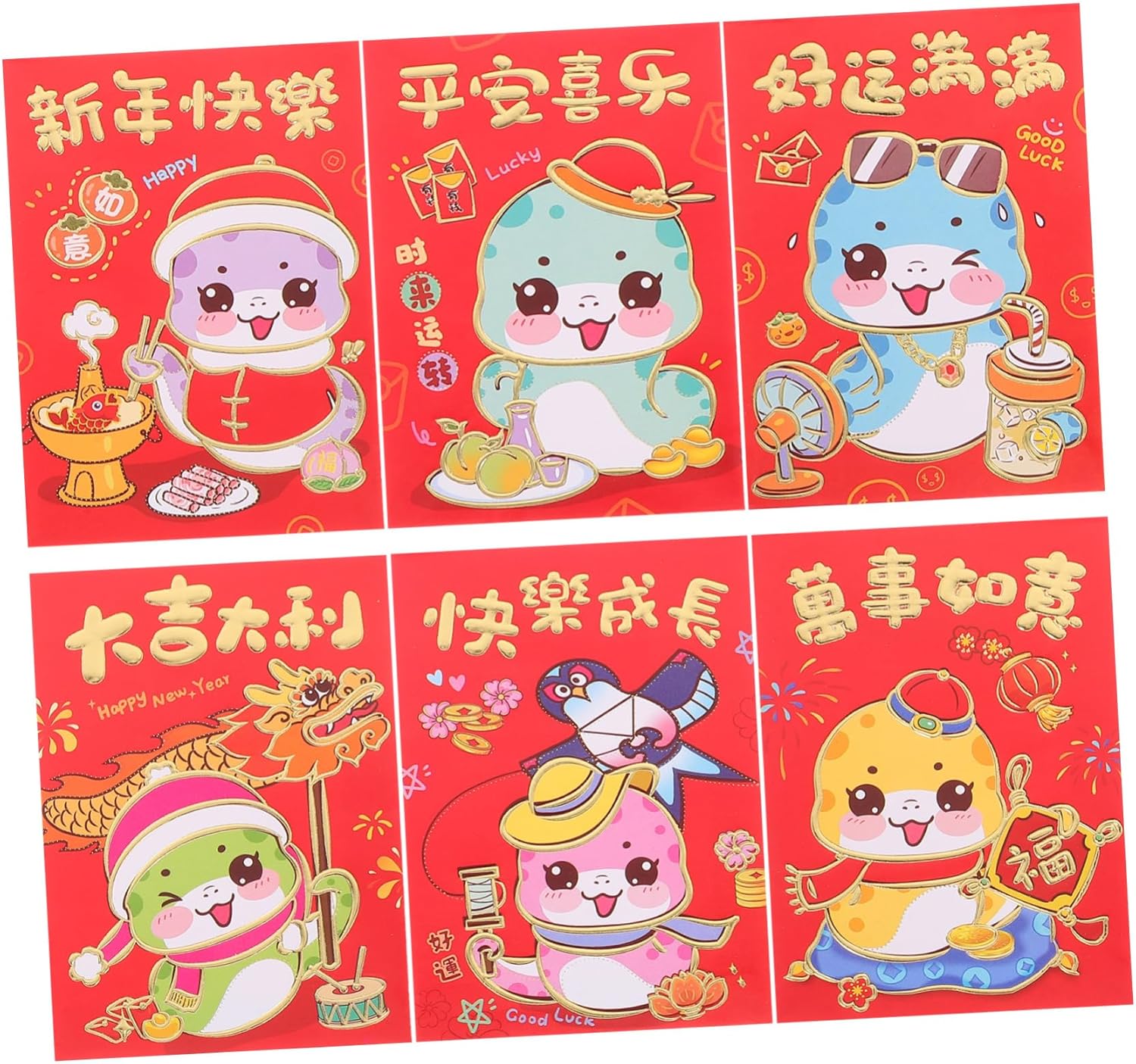 Tofficu 36pcs Year of The Snake Red Envelope Creative Red