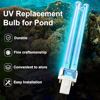 9W UV PL-S9/TUV G23 Base Replacement Light Bulb for Outdoor Pond Clarifier