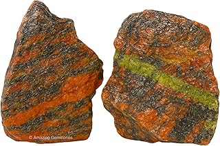 Unakite Raw Crystals and Healing Stones, Natural Rocks for Tumbling and DIY Raw Stones and Crystals (2 Pieces)