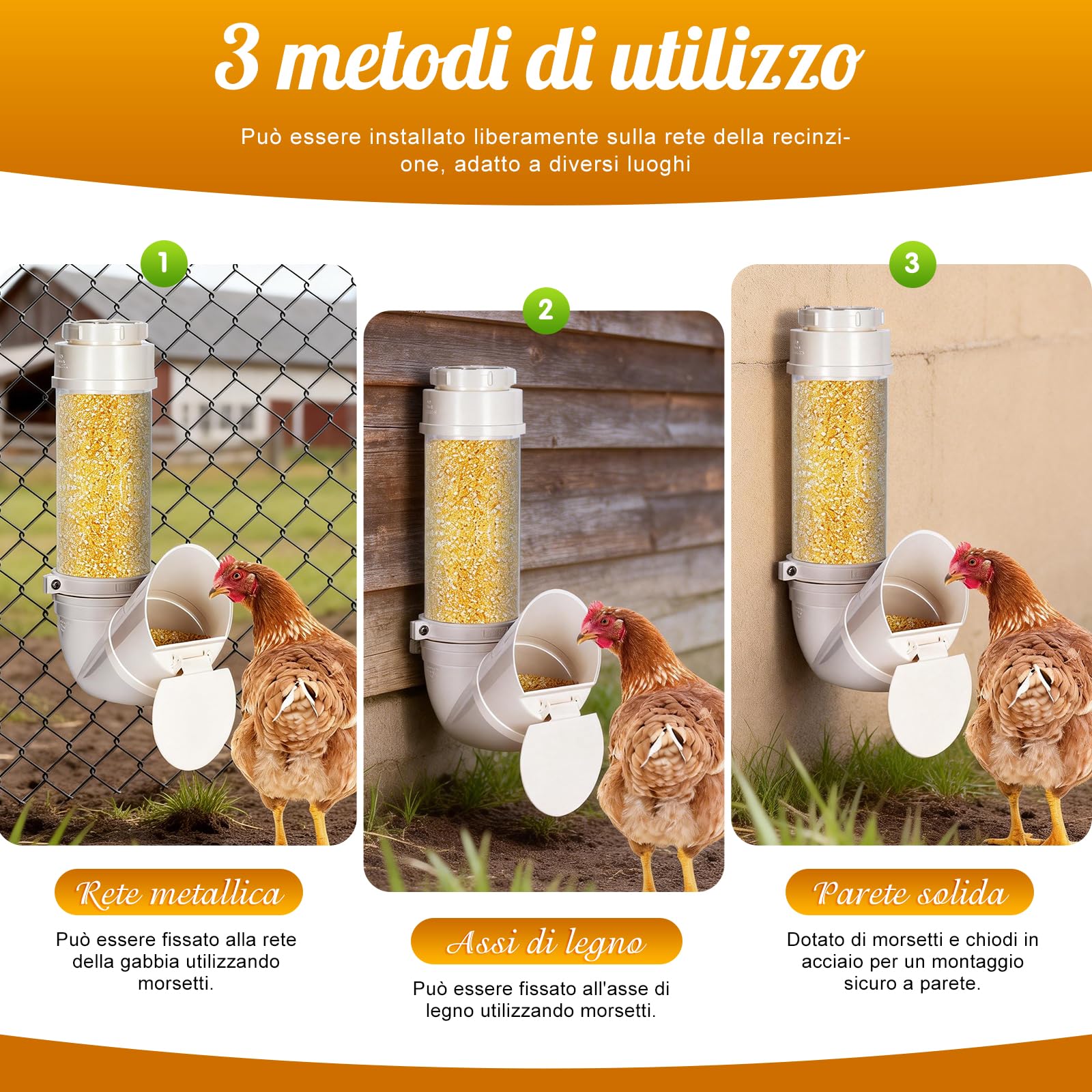 Mangiatoia Galline,Dispensatore di Mangime Galline Anti Topo & Antispreco,4L/3kg Mangiatoia Per Galline Sospesa,Pvc Mangiatoia Automatica Per Galline,Distributore Automatico Di Mangime