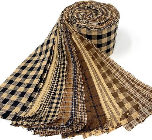 Miniatura 3 de Rollo precortado de tela de algodón marrón y negro, 22 unidades, 2.5 x 44 pulgadas, rollo de gelatina JCS