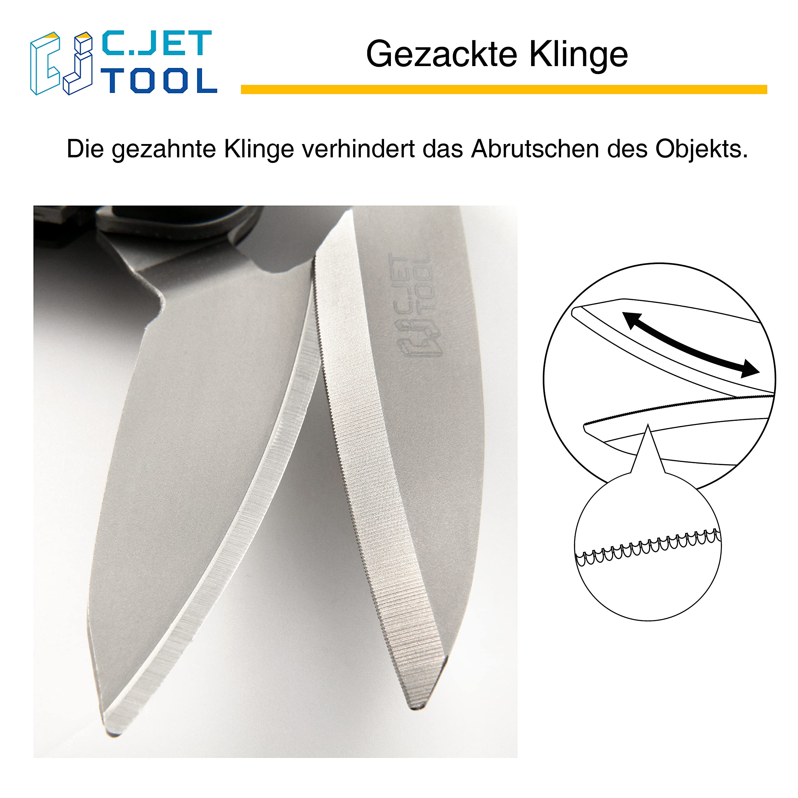 C.JET TOOL Teppichschere, Hochleistungsschere, Länge 25 cm Industrieschere, Mehrzweckschere für Teppich, Pappe, Leder, Beschneiden, Gartenarbeit, professioneller weicher Griff aus Edelstahl (Orange)