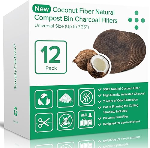 Filtro natural biodegradable  Suministro de 2 años para contenedores de compost de cocina  Carbón activado de mayor duración  Tamaño universal para