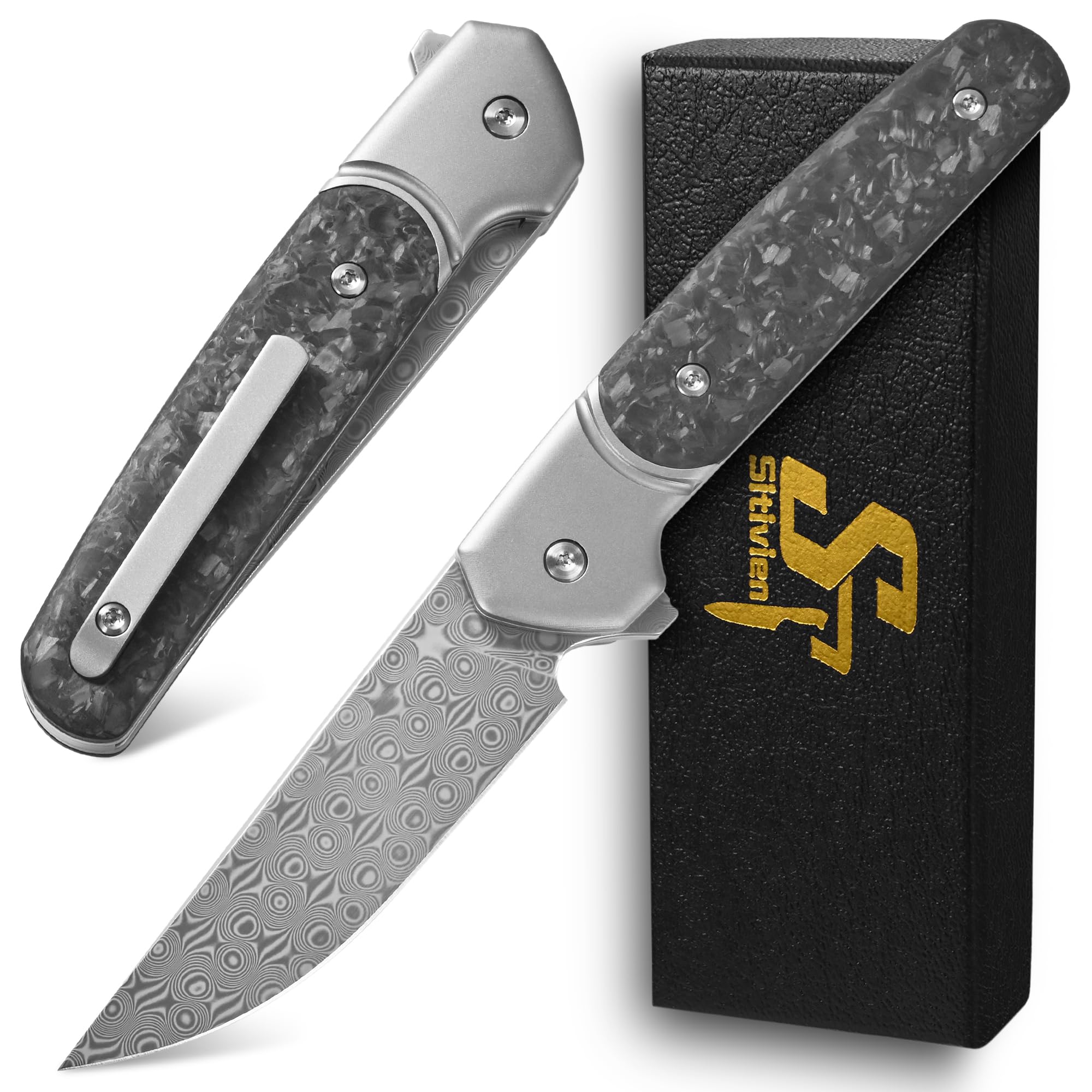 Amazon.com: Sitivien ST252 Damascus Steel Folding Knife,Damascus