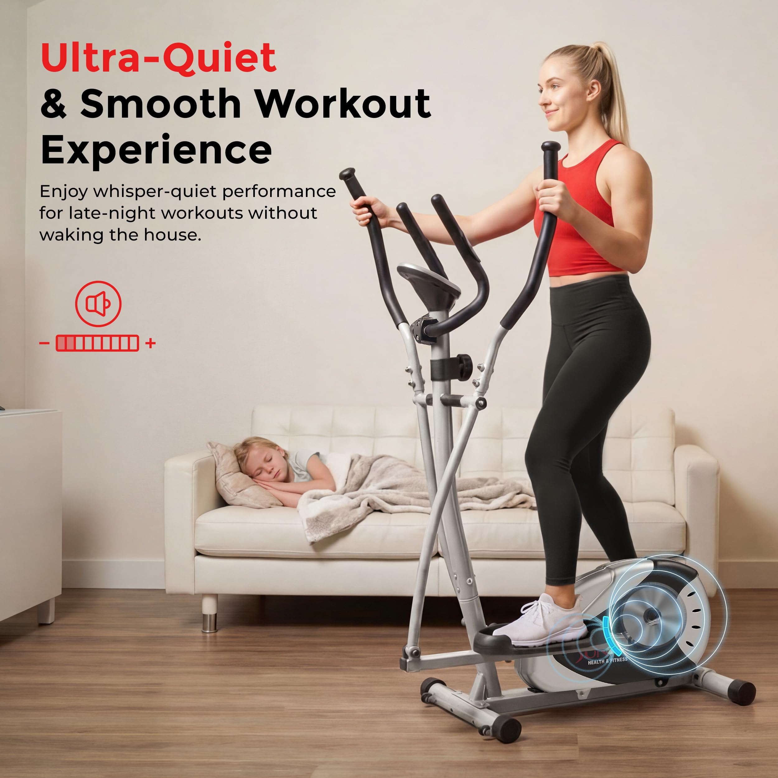 Sunny Health & Fitness Elliptical for Home, Total Body Magnetic