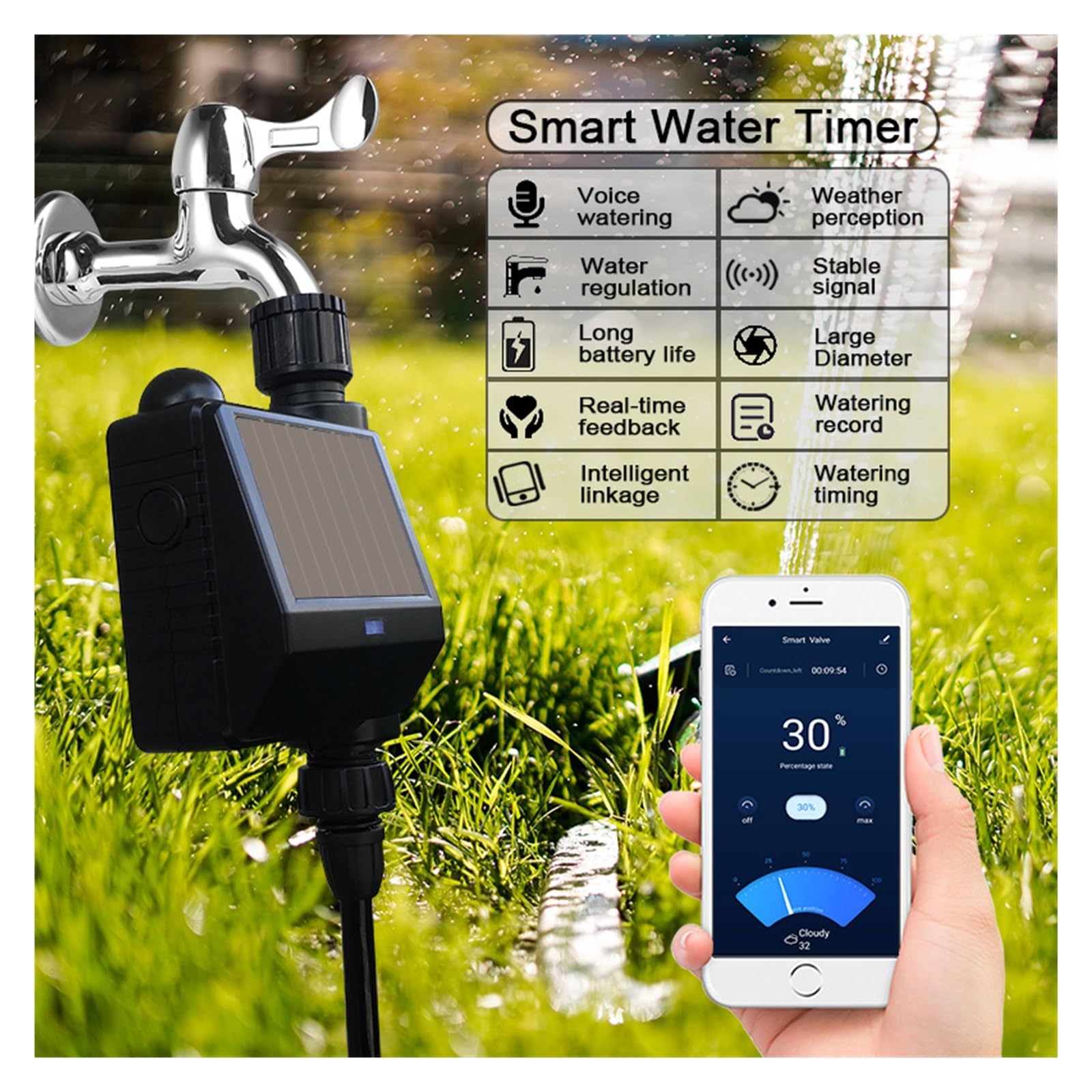 ZIGBEE Energia Słoneczna Ogrodowy Zawór Kulowy Zegar Do Podlewania WIFI System Nawadniania Kropelkowego Kontroler Wody Praca Dla TUYA Smart Life OszczęDność Wody(1PCS SET)