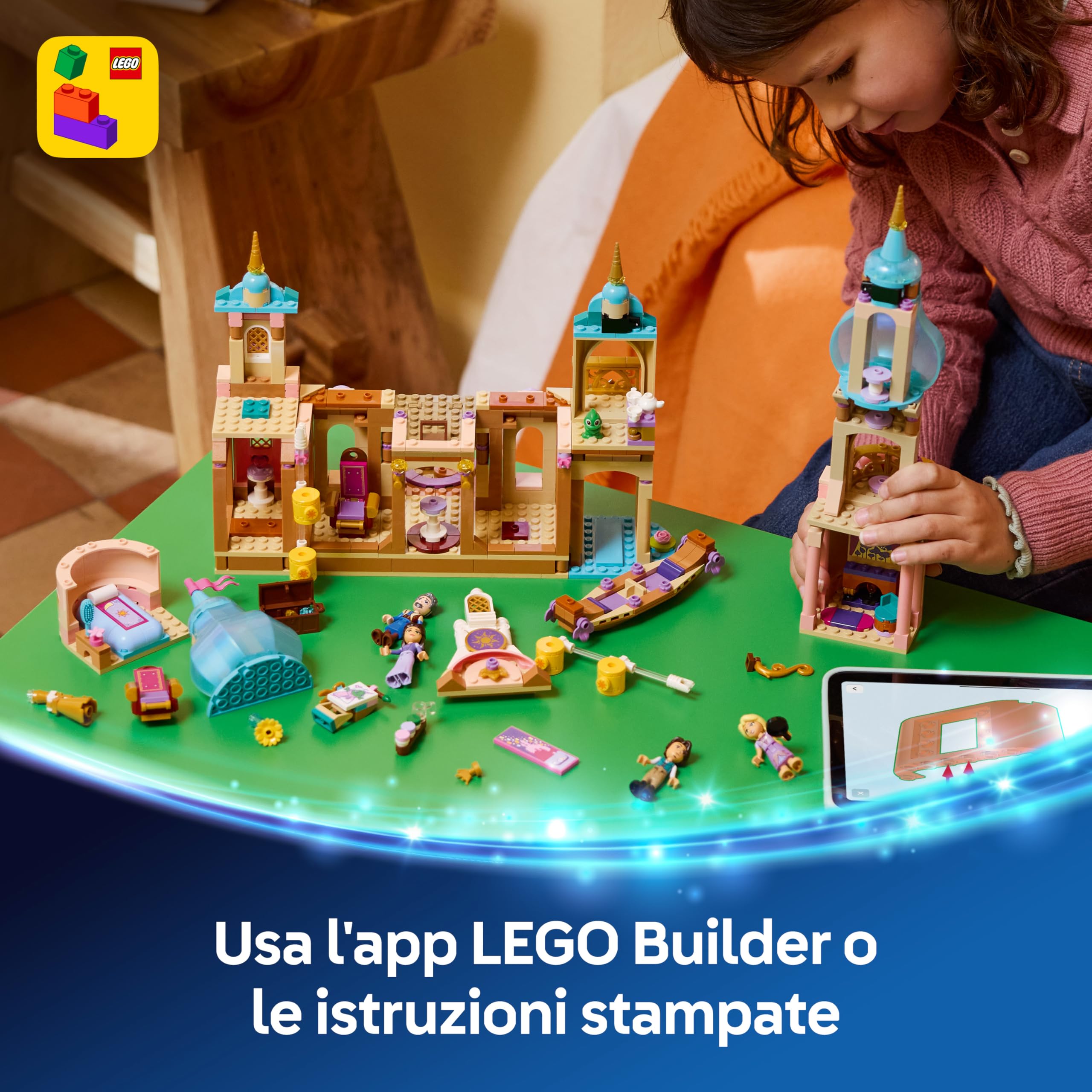 LEGO | Disney Princess Il Castello di Rapunzel Giocattolo - Modello da Esposizione con 4 Mini Bamboline, Figura di Pascal e Accessori - Regalo di Compleanno per Bambine da 6 Anni in su e Fan - 43297