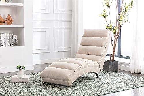 Miniatura 2 de Chaise Lounge de lino para interiores con función de masaje eléctrico, moderna silla reclinable para oficina, sala de estar o dormitorio (beige y