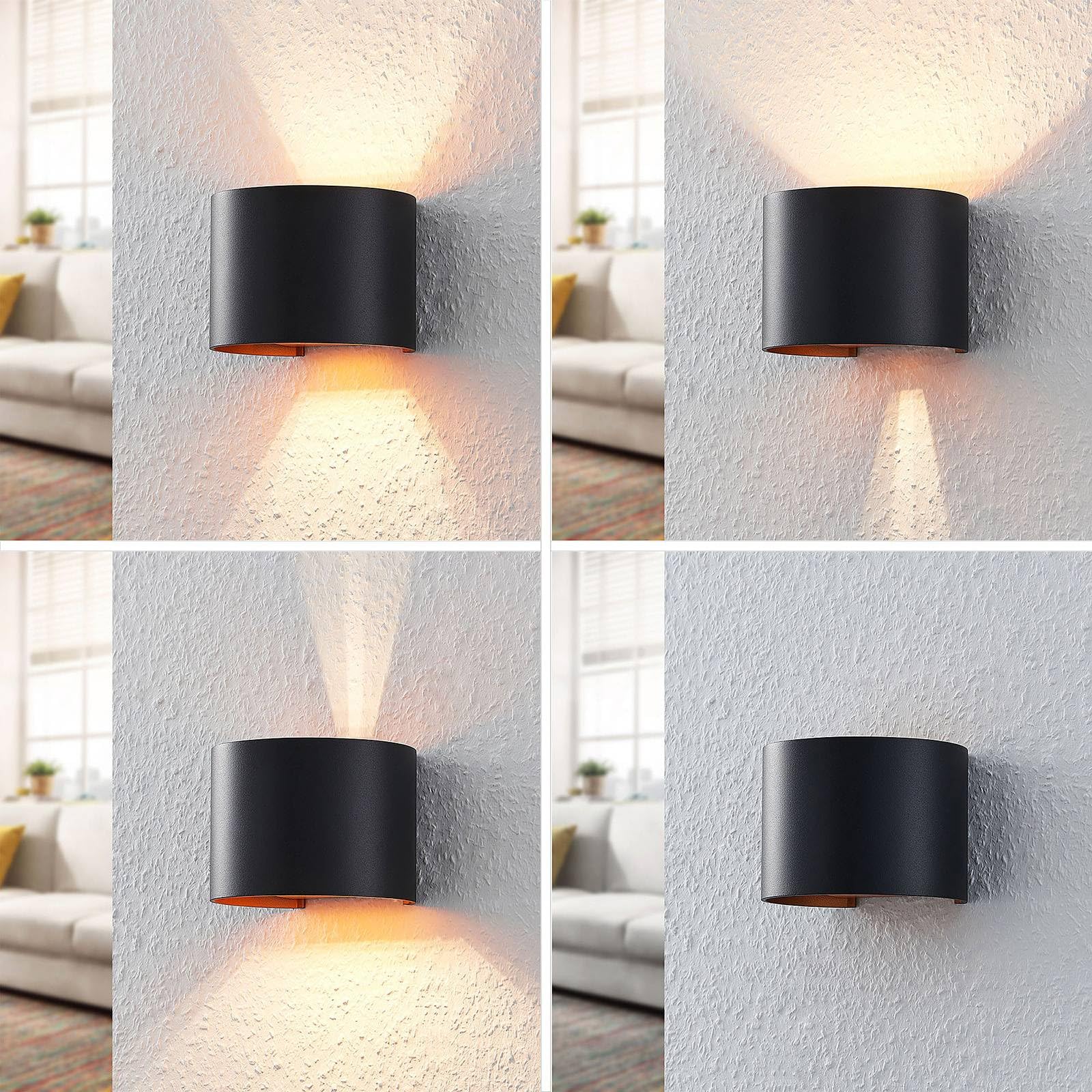 Arcchio Wandlampe , Zuzana, Zwart, Gang / Hal, Alumi