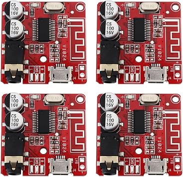 ECSiNG 4pcs Bluetooth 4.1 MP3 Audio Car Amplifier Module XY-BT Mini Circuit Board Decoder 3.5mm Stereo and Micro USB Receiver Module for Speakers 30x30mm