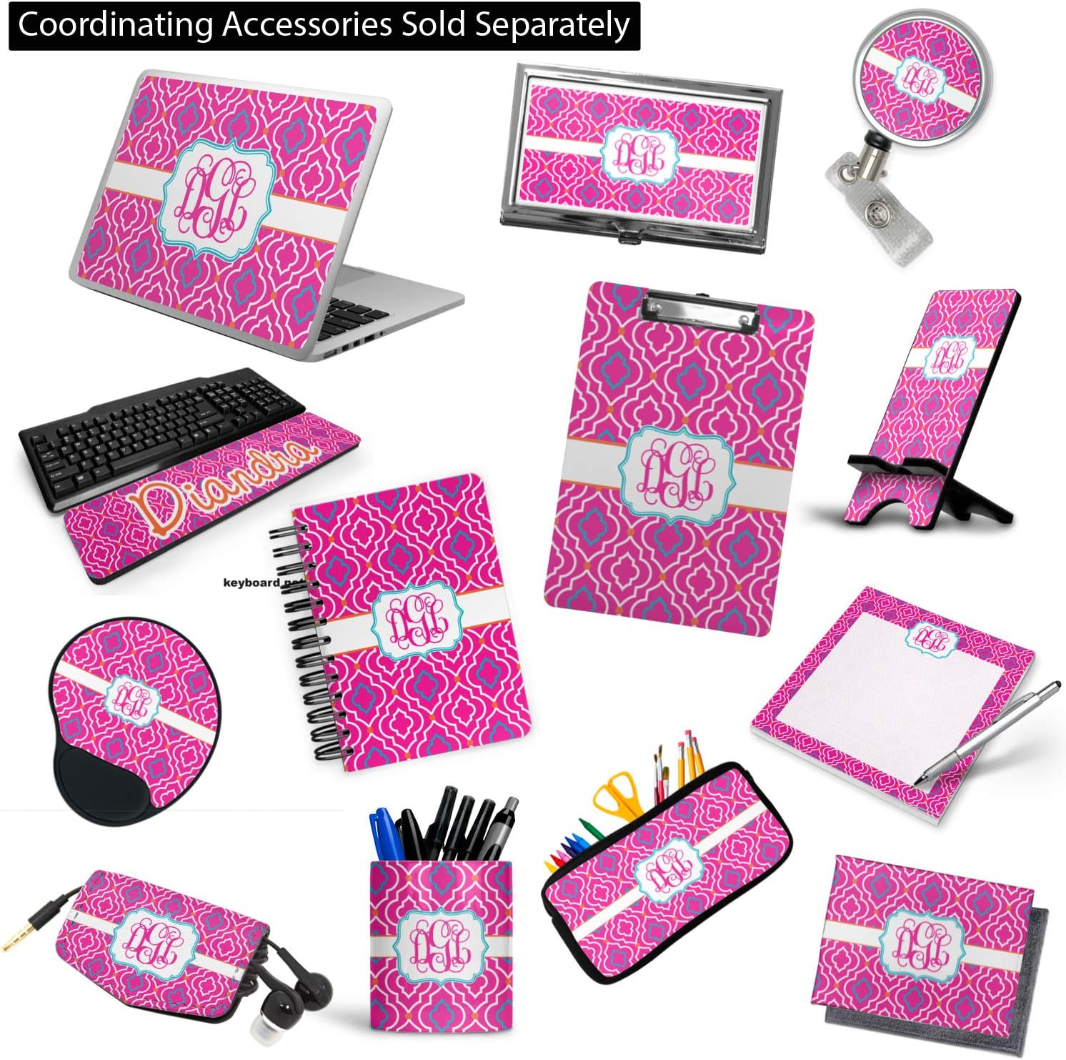 Personalized Colorful Trellis 3-Ring Binder - 2 inch