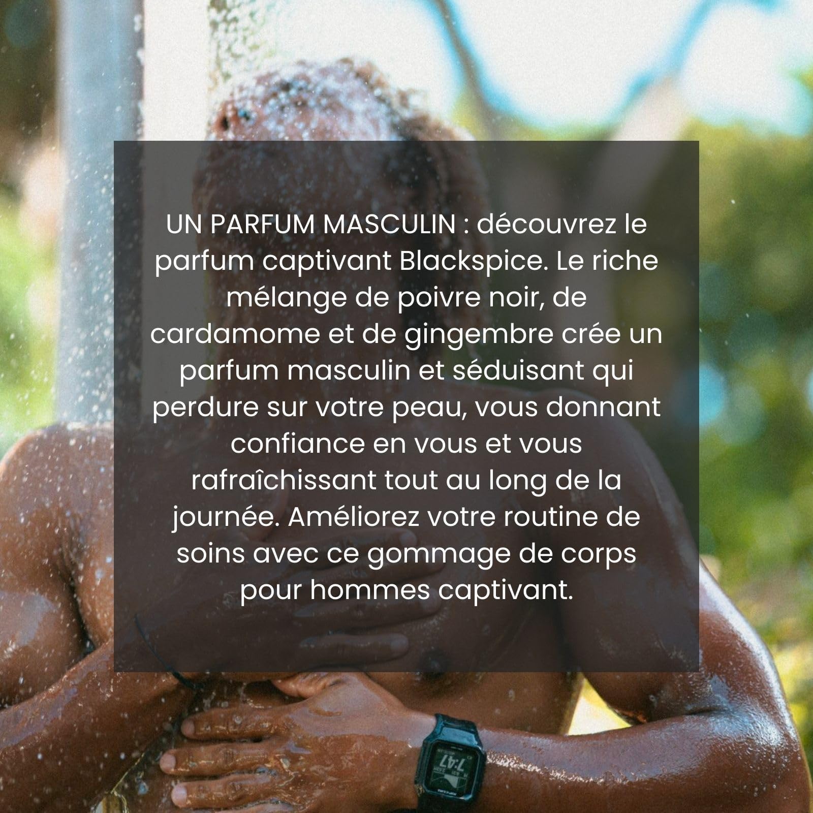 ManCave Blackspice Gommage corporel 500 ml pour homme, arôme chaud et boisé, exfolie et nettoie la peau avec poudre de pierre ponce et charbon de bois, formule naturelle, adapté aux végétaliens,