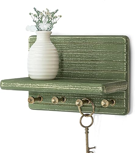 Miniatura 18 de Rebee Vision Soporte de pared para llaves de granja para decoración del hogar, soporte decorativo de madera de pino de 11 pulgadas para pared con 6