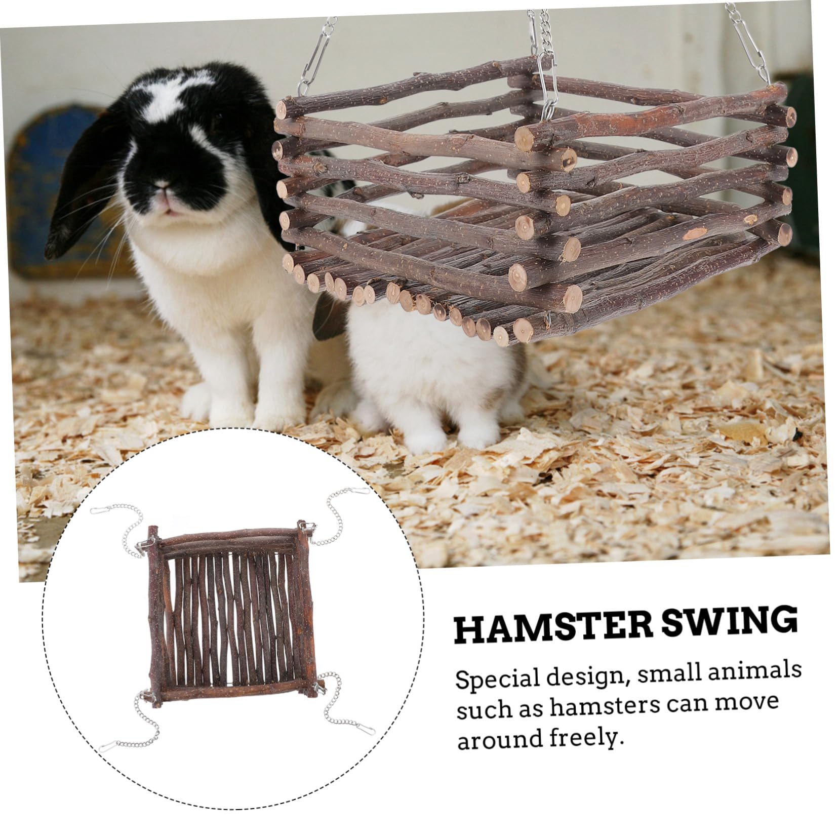 Gatuida Hamster Hängematte Und Holzschaukel Mit Eisenketten Atmungsaktives Hängebett Aus Naturholz Für Käfig Haustierbedarf Für Hamster Und Chinchillas Kleines Nager Spielzeug