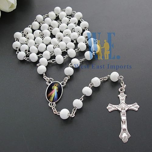 Miniatura 4 de Generic Recuerdos conmemorativos, 12 rosarios blancos de la Divina Misericordia, Celebración de la VidaRecuerdos para funeral, regalo de condolencia