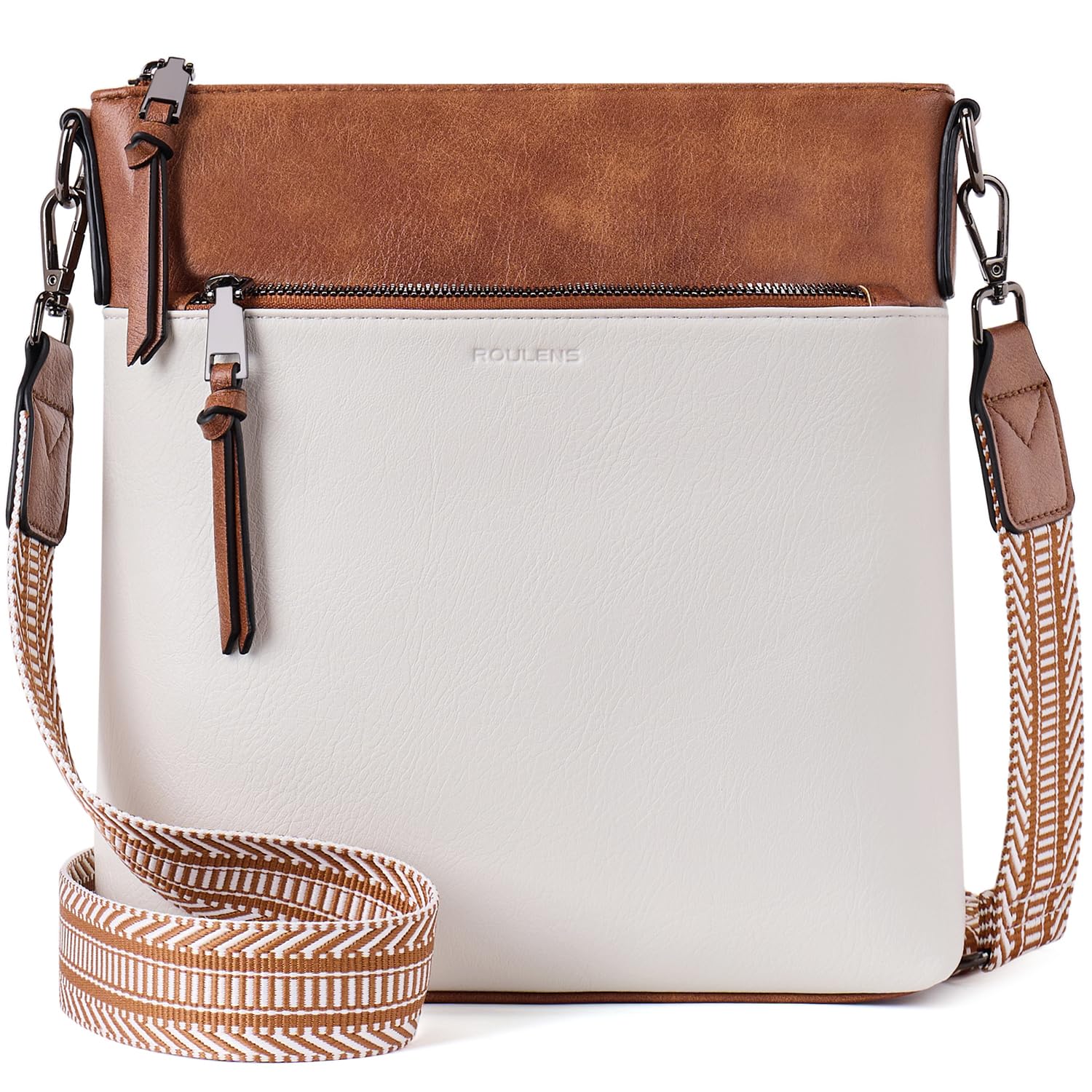 RoulensTrendy Crossbody Bag for Women,Lightweight Medium Crossbody Purse Soft Leather Women's Shoulder Handbags with Adjustable Wide Strap