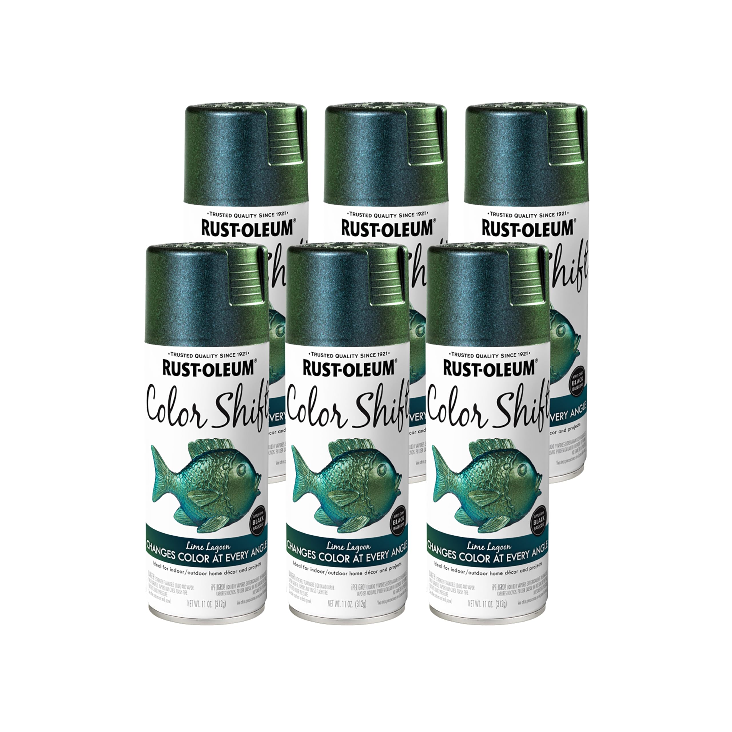 Rust-Oleum 398585-6PK Color Shift Spray Paint, 11 oz, Lime Lagoon
